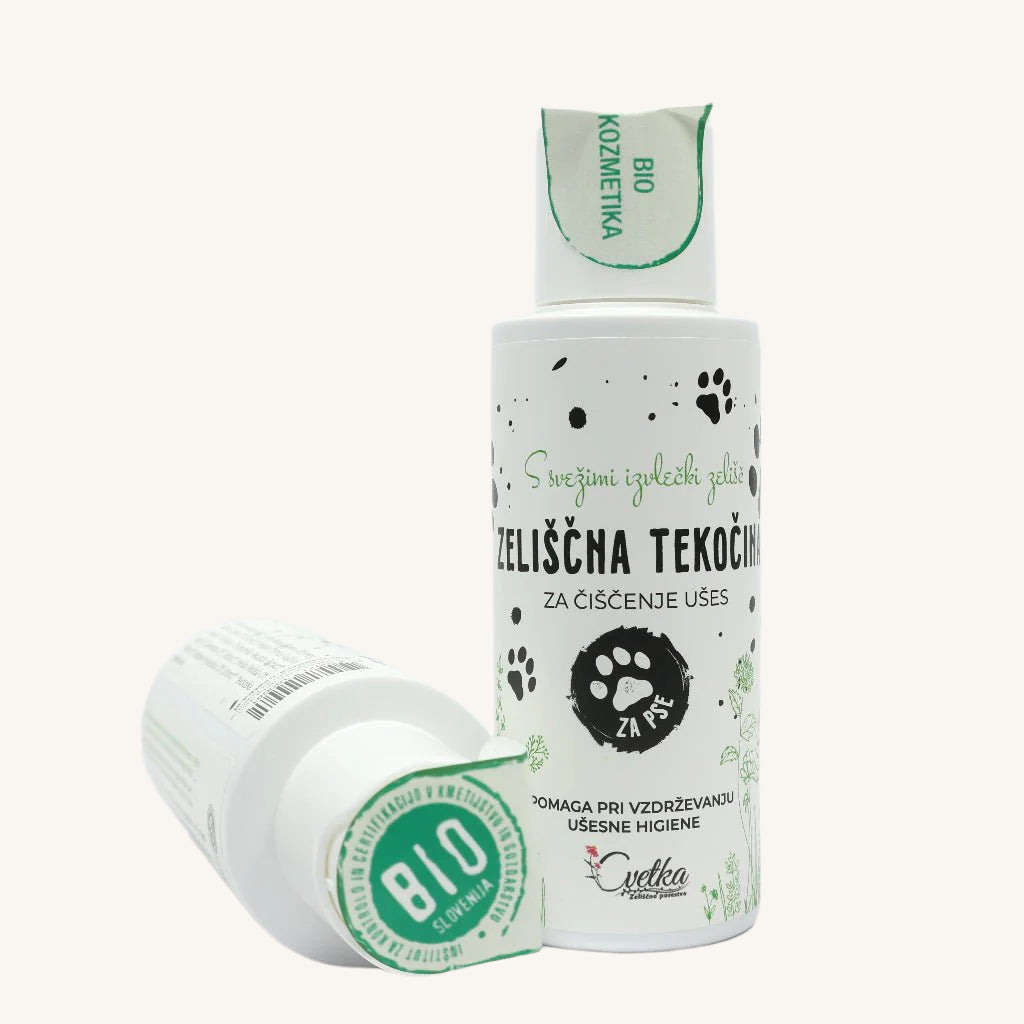 BIO tekočina za čiščenje pasjih ušes (100 ml) od Cvetka zeliščno posestvo | Na voljo pri Forapet