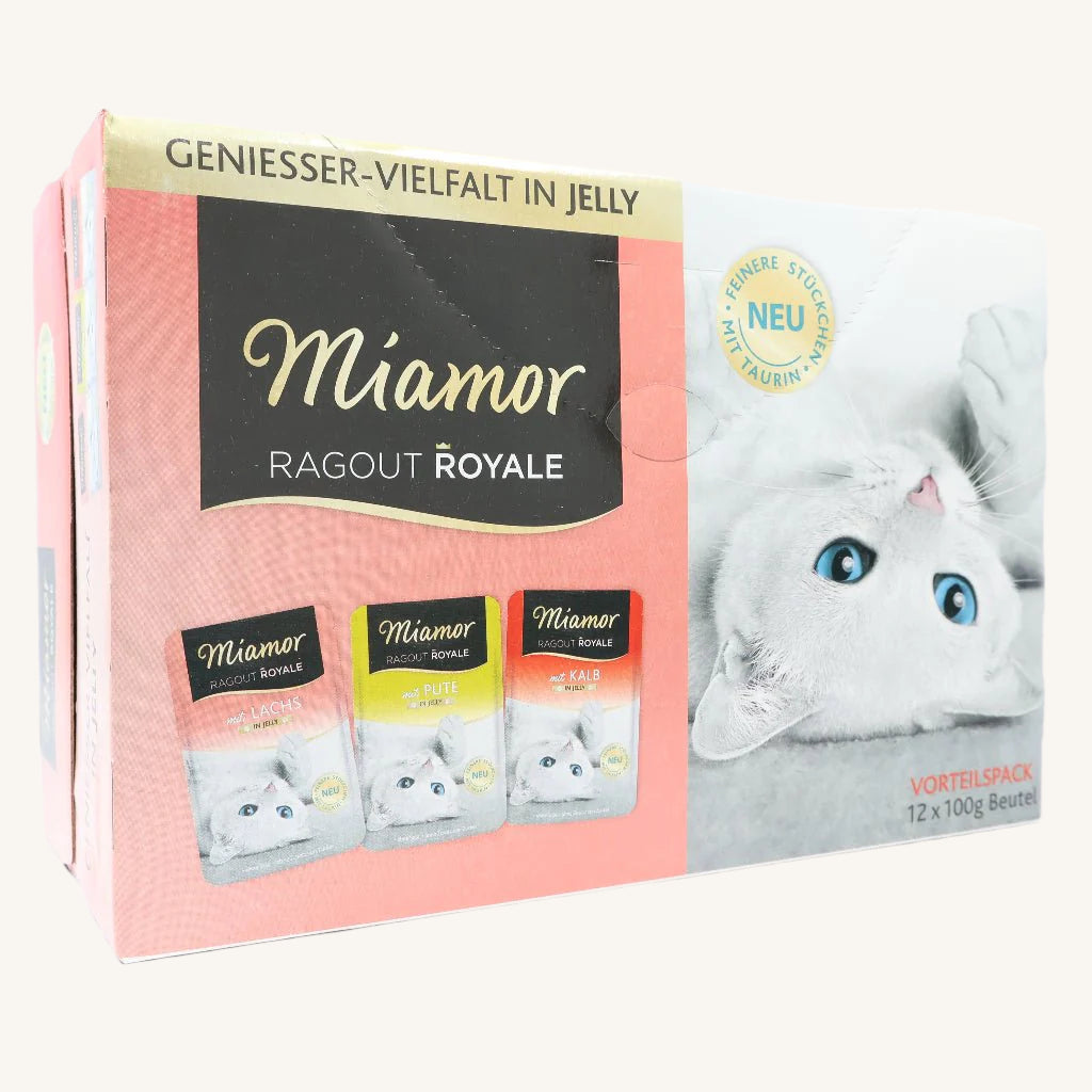 DONACIJA Miamor ǀ mačja mokra hrana - PURAN, LOSOS, TELETINA 12x100 g od Miamor | Na voljo pri Forapet