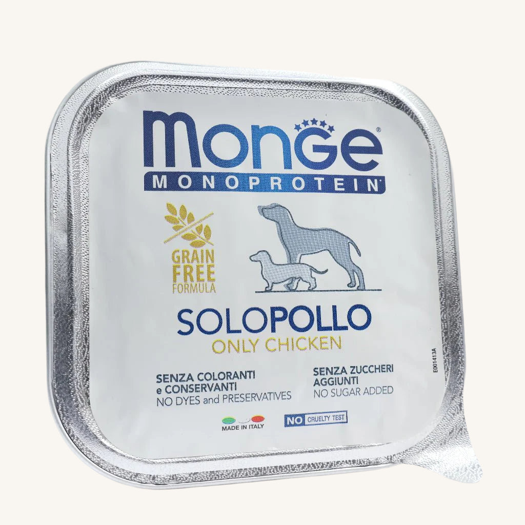 DONACIJA Monge ǀ MONOPROTEINSKA pasja mokra hrana - PIŠČANEC 150 g od Monge | Na voljo pri Forapet