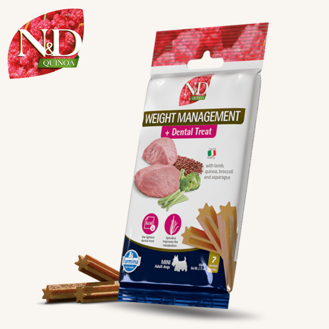 N&D Quinoa ǀ MINI pasji priboljški - URAVNAVANJE TEŽE (jagnjetina) 60 g od N&D Quinoa I Farmina | Na voljo pri Forapet