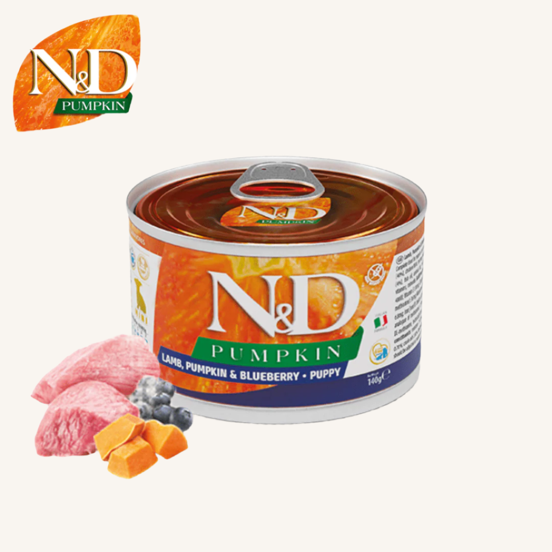 DONACIJA N&D Pumpkin ǀ PUPPY MINI pasja mokra hrana - JAGNJETINA 140 g od Farmina | Na voljo pri Forapet