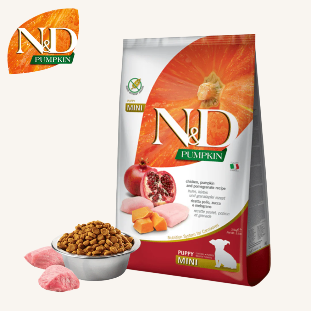 DONACIJA N&D Pumpkin ǀ PUPPY MINI pasji briketi - PIŠČANEC 2,5 kg od Farmina | Na voljo pri Forapet
