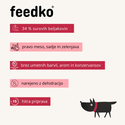 Feedko ǀ dehidrirana pasja hrana GOVEDINA & OVES 1,35 kg (= 4,5 kg) od Feedko | Na voljo pri Forapet