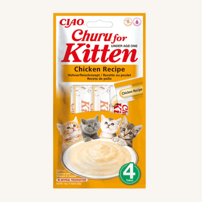 Inaba ǀ mačji kremni priboljšek KITTEN - PIŠČANEC 4x14 g od Inaba | Na voljo pri Forapet