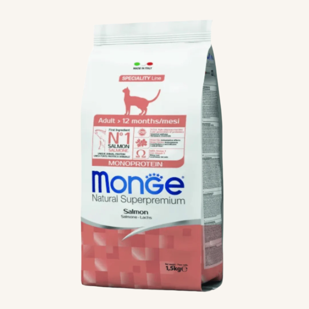 Monge ǀ MONOPROTEINSKI mačji briketi - LOSOS 1,5 kg od Monge | Na voljo pri Forapet