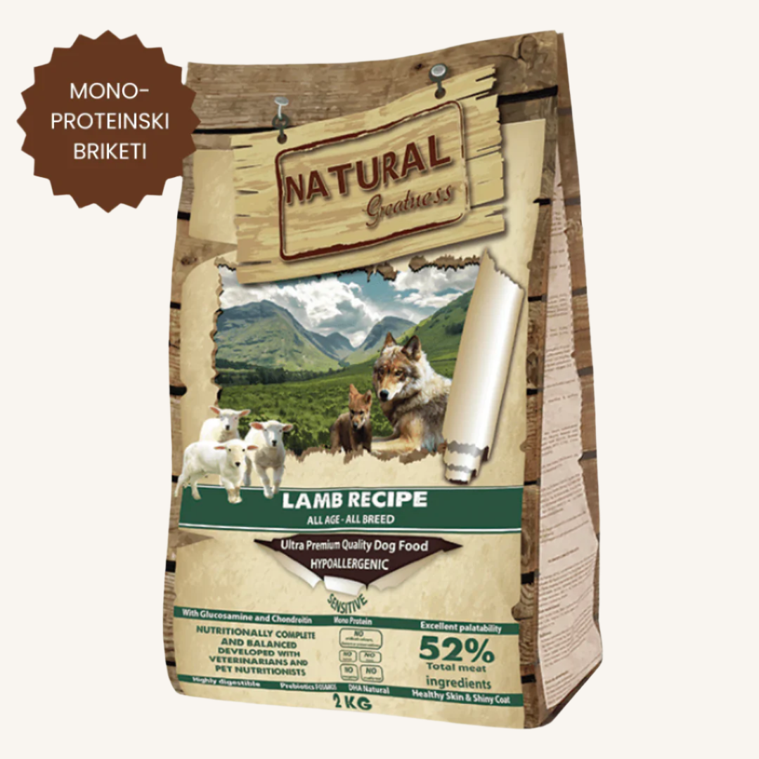 Natural Greatness ǀ MEDIUM & MAXI ADULT & PUPPY pasji briketi - OBČUTLJIVA PREBAVA (jagnjetina) od Natural Greatness | Na voljo pri Forapet
