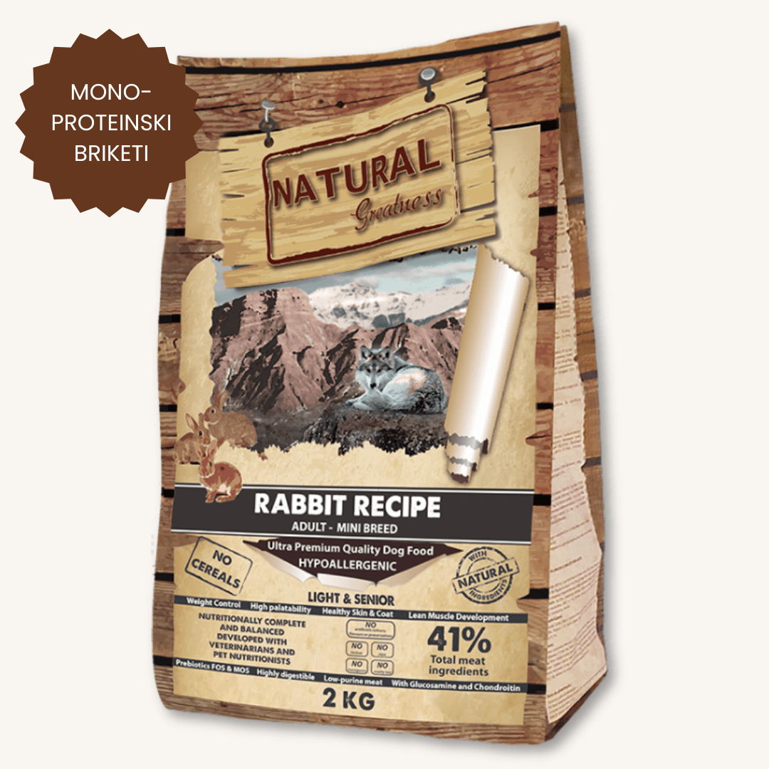 Natural Greatness ǀ MINI ADULT & SENIOR pasji briketi - URAVNAVANJE TEŽE (kunec) od Natural Greatness | Na voljo pri Forapet