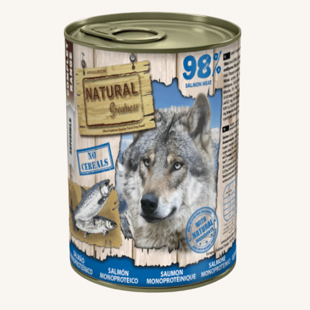 Natural Greatness ǀ MONOPROTEINSKA pasja mokra hrana - LOSOS 400 g od Natural Greatness | Na voljo pri Forapet