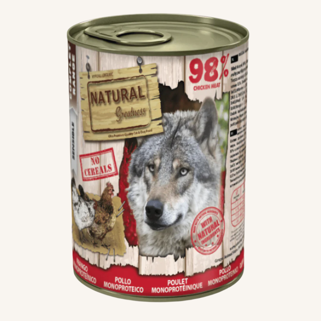 Natural Greatness ǀ MONOPROTEINSKA pasja mokra hrana - PIŠČANEC 400 g od Natural Greatness | Na voljo pri Forapet