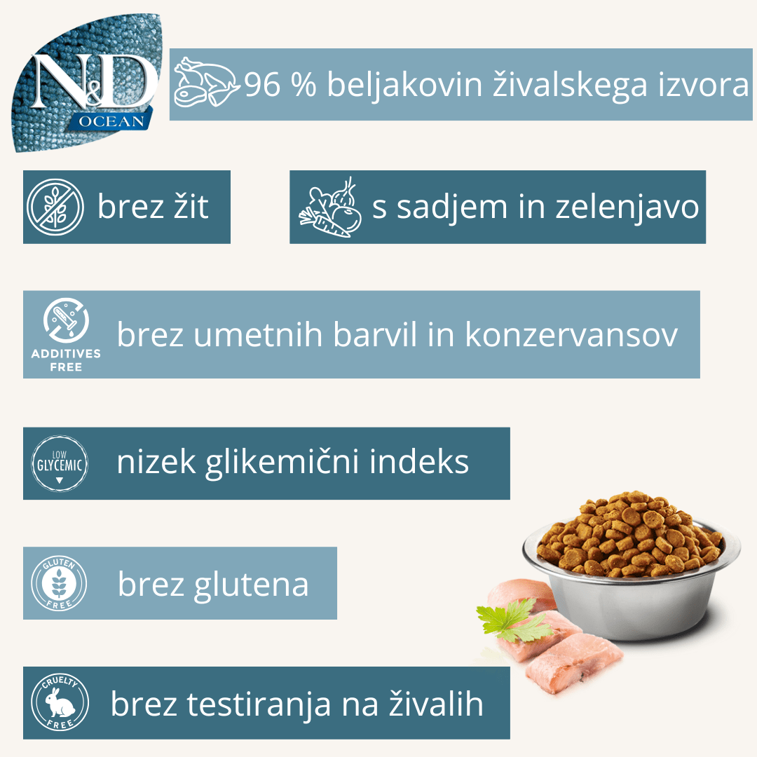 N&D Ocean ǀ mačji briketi SLED & BUČA od N&D Ocean I Farmina | Na voljo pri Forapet