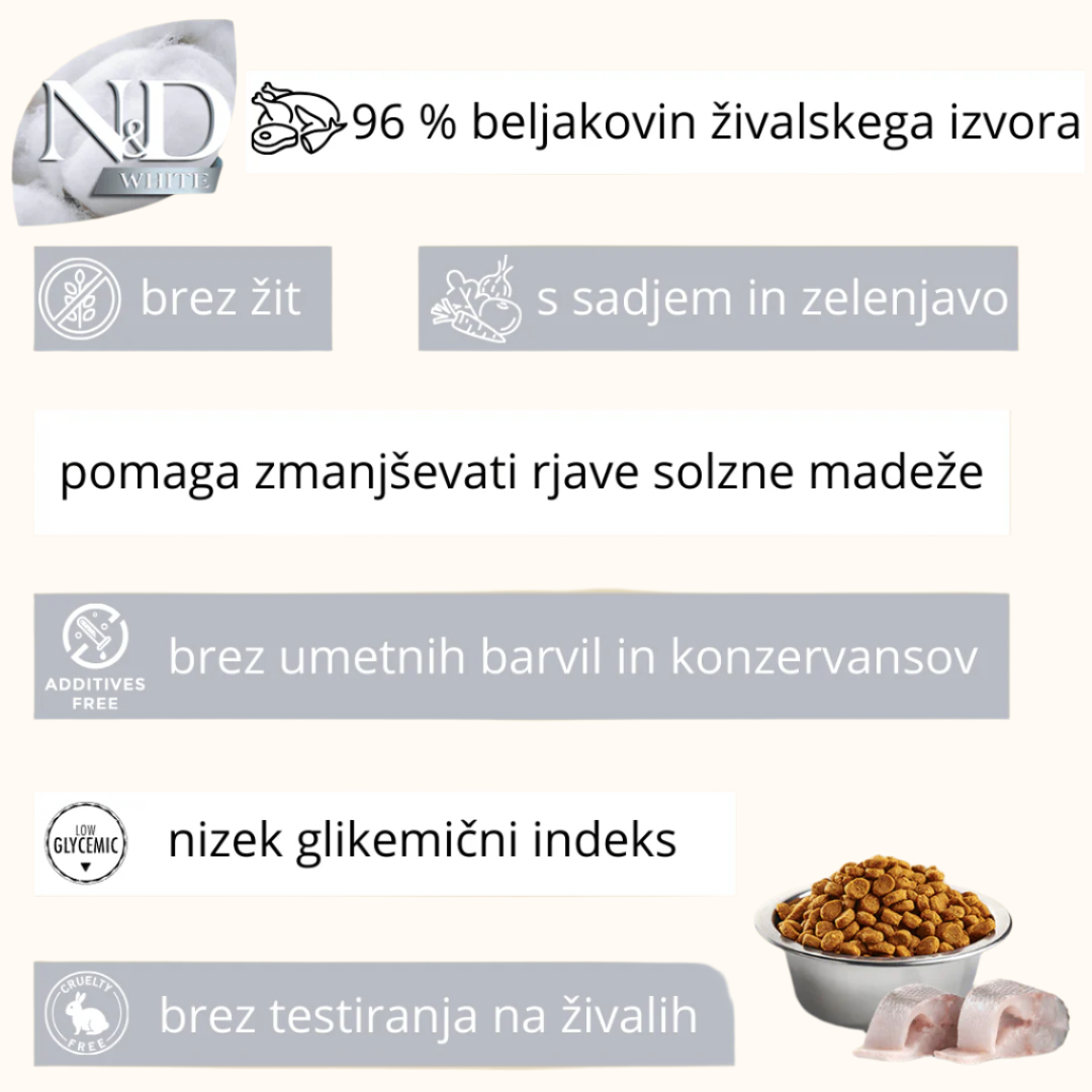 N&D White ǀ MINI pasji briketi - BRANCIN od N&D White I Farmina | Na voljo pri Forapet