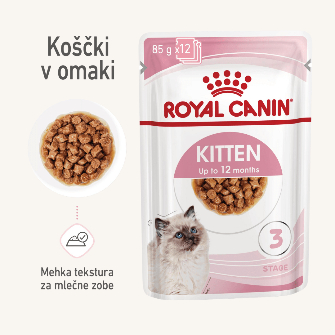 Royal Canin ǀ KITTEN mačja mokra hrana - koščki v omaki 85 g od Royal Canin | Na voljo pri Forapet