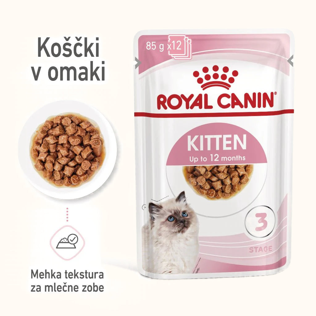 Royal Canin ǀ KITTEN mačja mokra hrana - koščki v omaki 85 g od Royal Canin | Na voljo pri Forapet