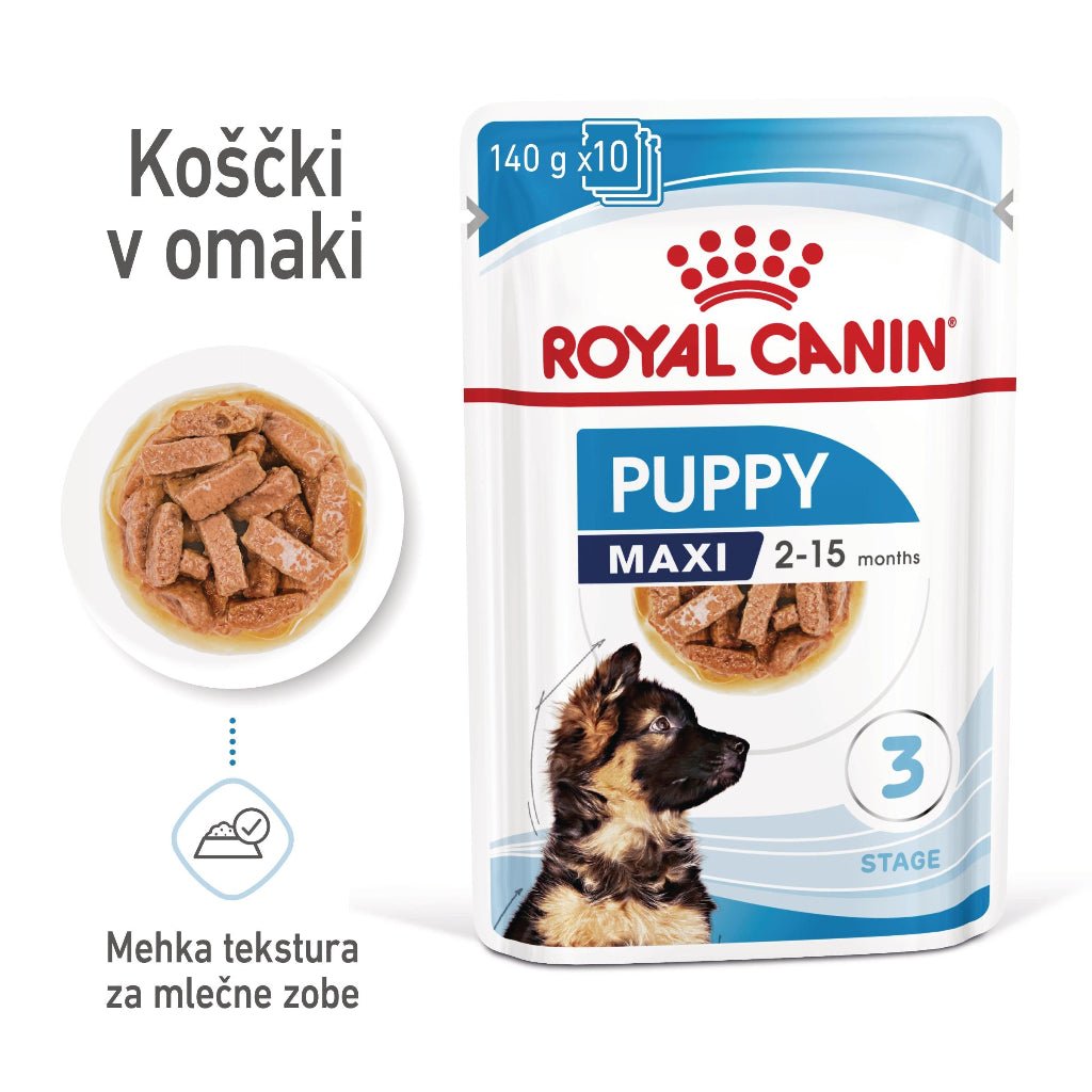 Royal Canin ǀ MAXI PUPPY pasja mokra hrana 140 g od Royal Canin | Na voljo pri Forapet