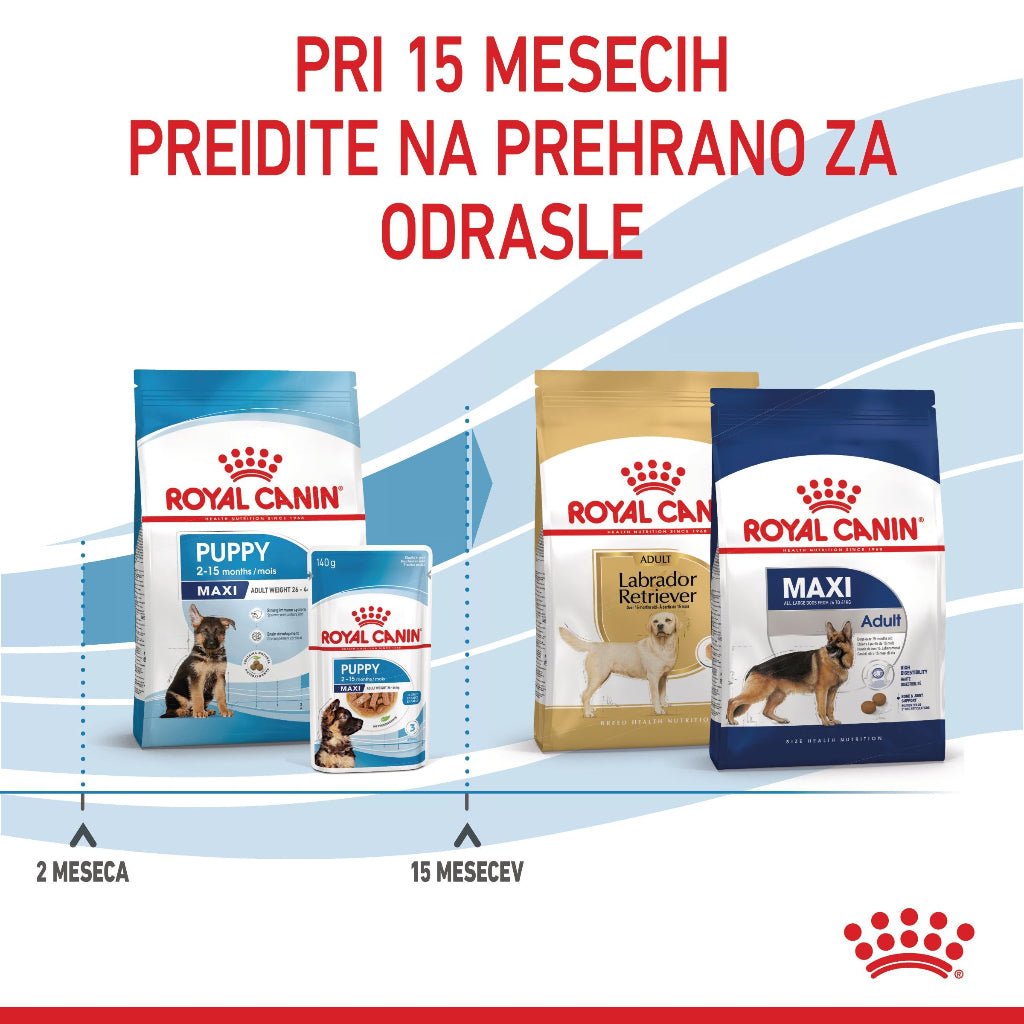 Royal Canin ǀ MAXI PUPPY pasji briketi - PERUTNINA od Royal Canin | Na voljo pri Forapet