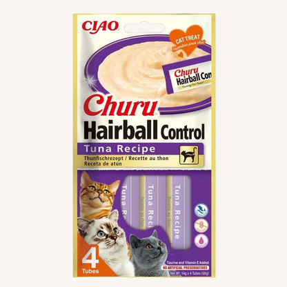 Inaba ǀ mačji kremni priboljšek HAIRBALL - TUNA 4x14 g
